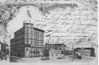 budynek mieszkalny i hurtownia piwa Paula Beilinga dawna Dworcowa dzi¶ Katowicka w prawym dolnym rogu stary dworzec -1912